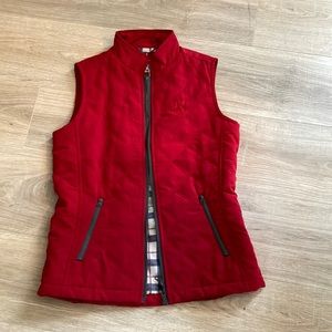 Riding Sport red quilted vest. Plaid interior. Women’s S. NWT